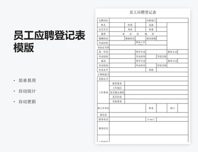 员工应聘登记表模版