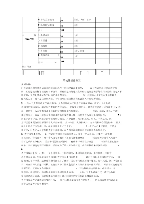 绩效管理形成性考核册答案