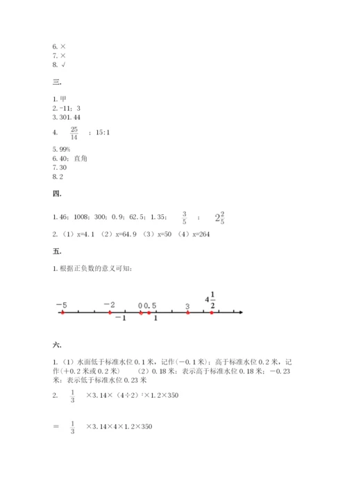 小学数学六年级下册竞赛试题完整参考答案.docx