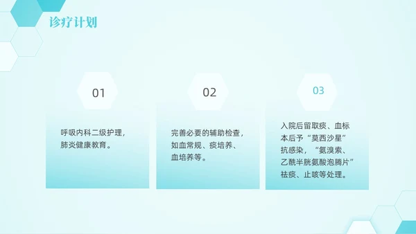 蓝色六边形简约商务肺部感染护理查房PPT医学PPT模板