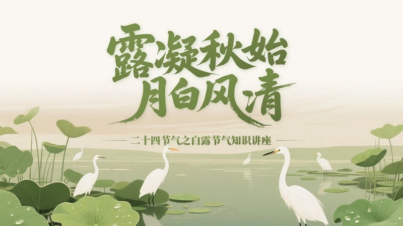 橄榄绿中国风二十四节气之白露节气知识讲座PPT模版