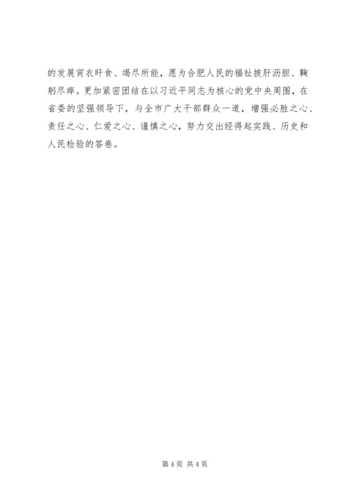 力戒形式主义官僚主义在合肥领导干部大会上的表态讲话.docx