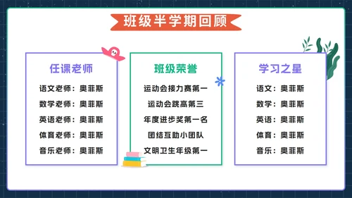 紫色家校携手共育美好少年期中家长会带内容PPT模板