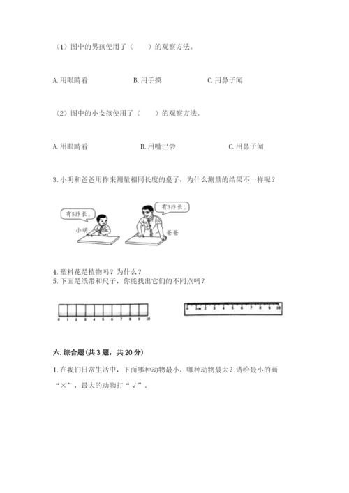 教科版一年级上册科学期末测试卷及参考答案（研优卷）.docx