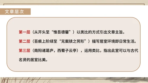 黄色中国风传统古风文言文陋室铭教学课件PPT模板