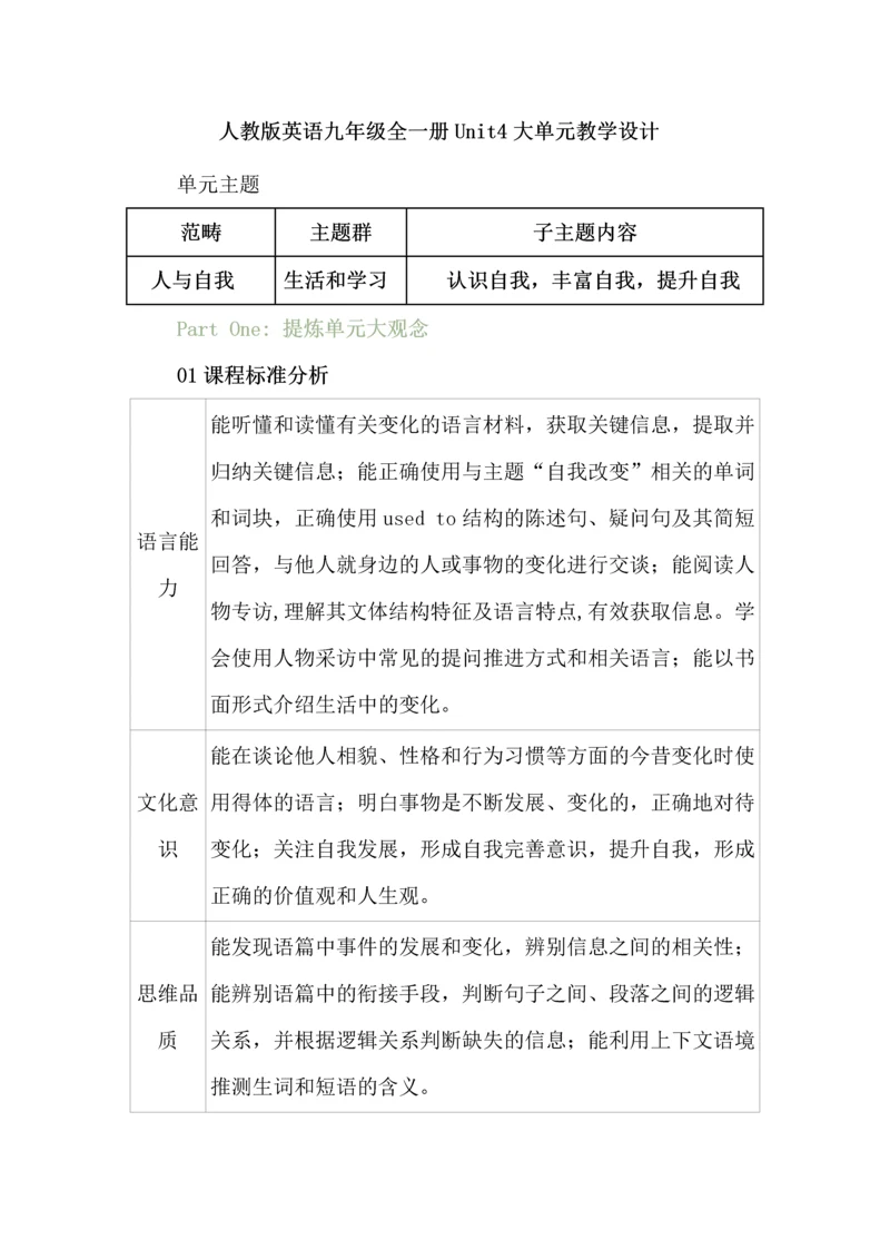 人教版英语九年级全一册Unit4大单元教学设计.docx