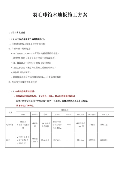 羽毛球馆木地板施工方案