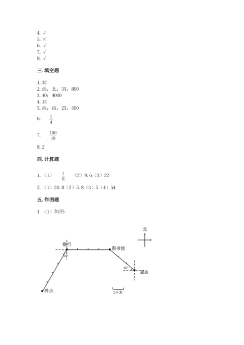 人教版六年级上册数学期中测试卷（考试直接用）.docx