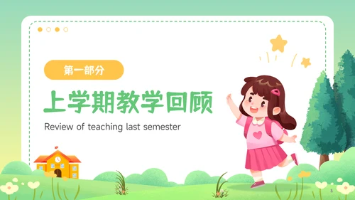 绿色插画风新学期开学第一课主题班会家长会PPT模板