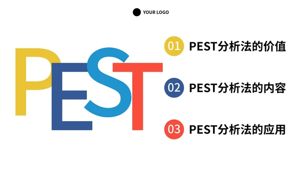 彩色极简PEST分析法企业培训PPT模板