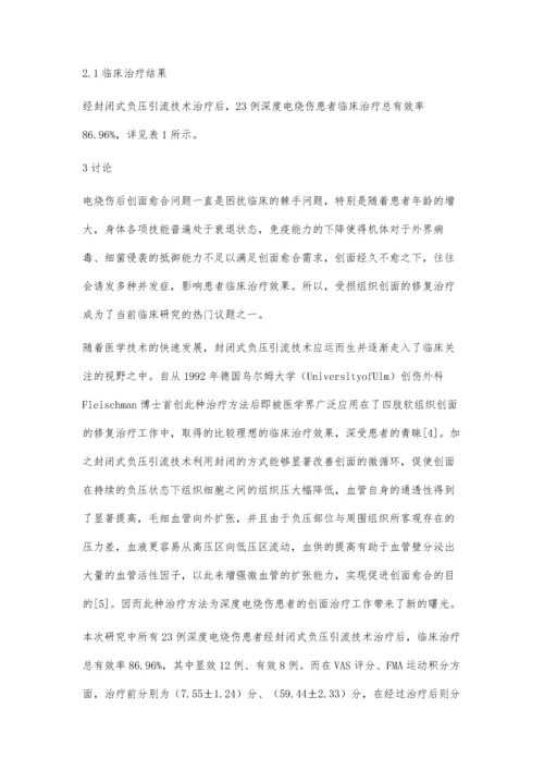 封闭式负压引流技术(NPWT)在深度电烧伤创面治疗中的早期应用的临床效果.docx
