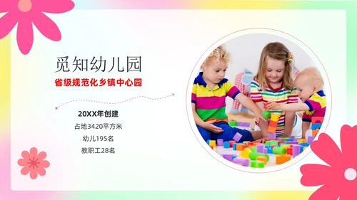小清新弥散风花卉形状幼儿园工作汇报PPT模板工作总结
