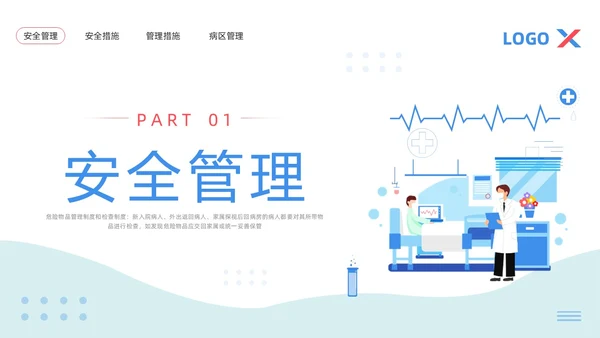 蓝粉色简约病区安全管理PPT模板宣传PPT动态PPT