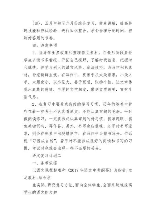 九年级语文复习计划.docx