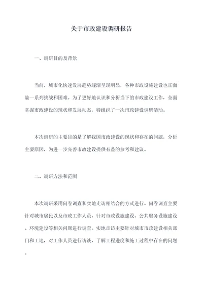 关于市政建设调研报告