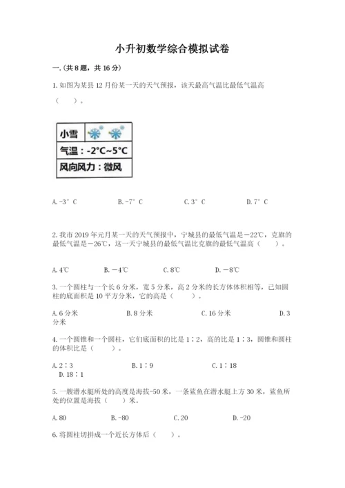 小升初数学综合模拟试卷附答案【培优】.docx