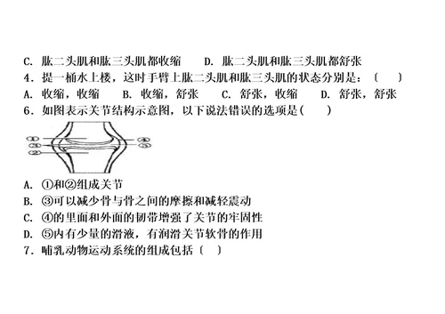 【精选】第一节动物的运动复习题