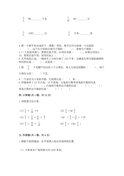 小学六年级上册数学期末测试卷【考点提分】.docx