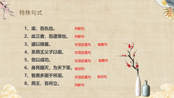 黄色中国风扇子八年级下册语文课件五代史伶官传序课件PPT