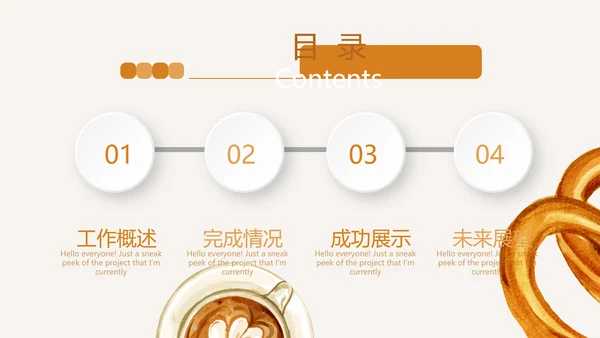 手绘面包年年终总结动态PPT