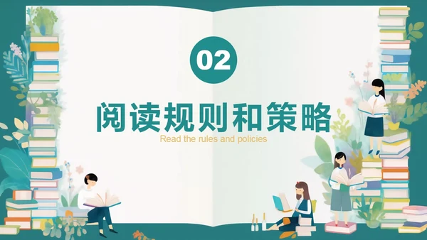 绿色插画风阅读教学设计多文本阅读教学设计课件PPT模版读书