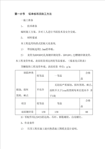 铝单板吊顶施工方法