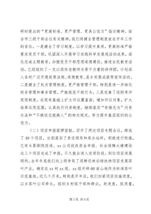 乡镇积极落实市三级干部会议精神情况汇报.docx