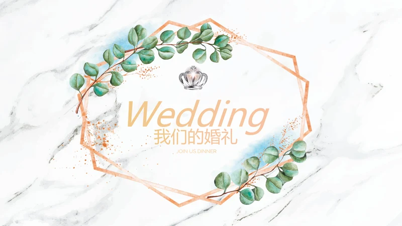 唯美花嫁小清新LED婚礼舞台开场片头相册动态PPT模板