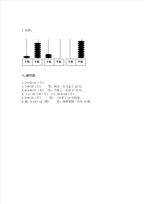 小学一年级数学20以内的进位加法练习题及参考答案