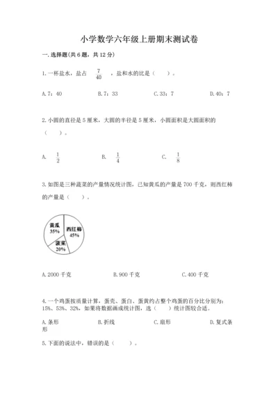 小学数学六年级上册期末测试卷及完整答案【名师系列】.docx