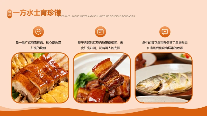 橙色传统美食文化介绍PPT模板