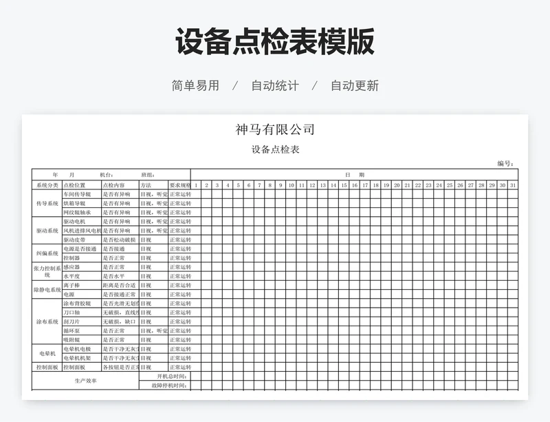 设备点检表模版