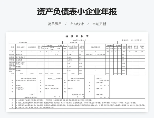 资产负债表小企业年报