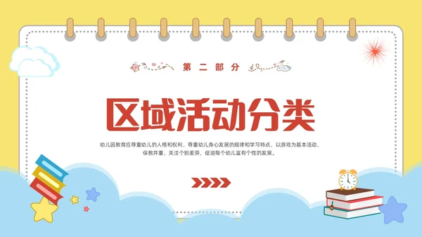黄色可爱卡通风幼儿园区域活动培训PPT