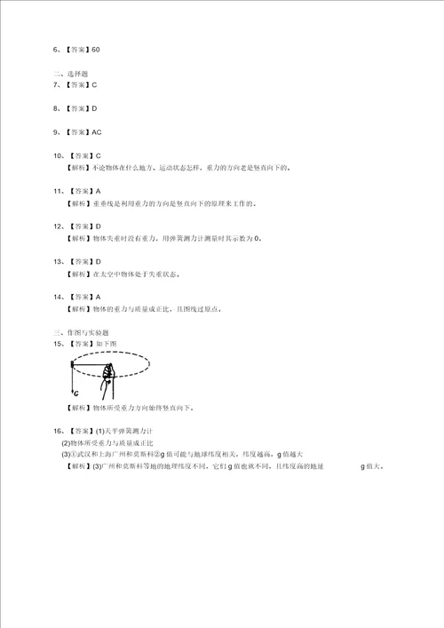 初二物理下册重力力的示意图提高巩固练习