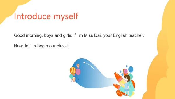 简约黄色一年级英语《School》课件PPT模板