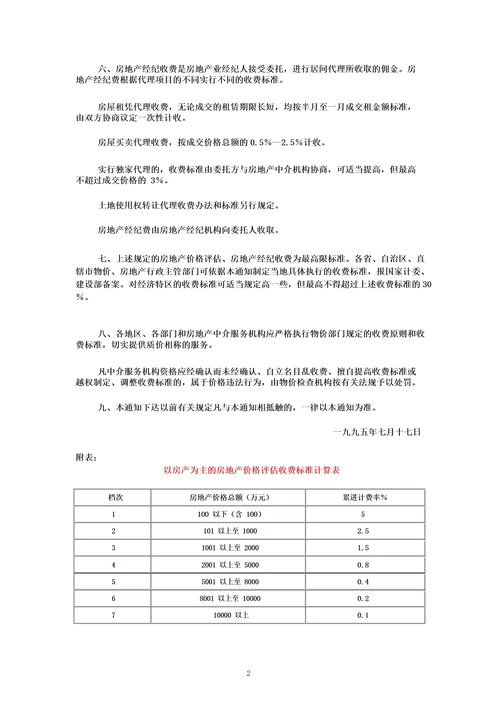 国家计委建设部关于房地产中介服务收费的通知计价格1995971号