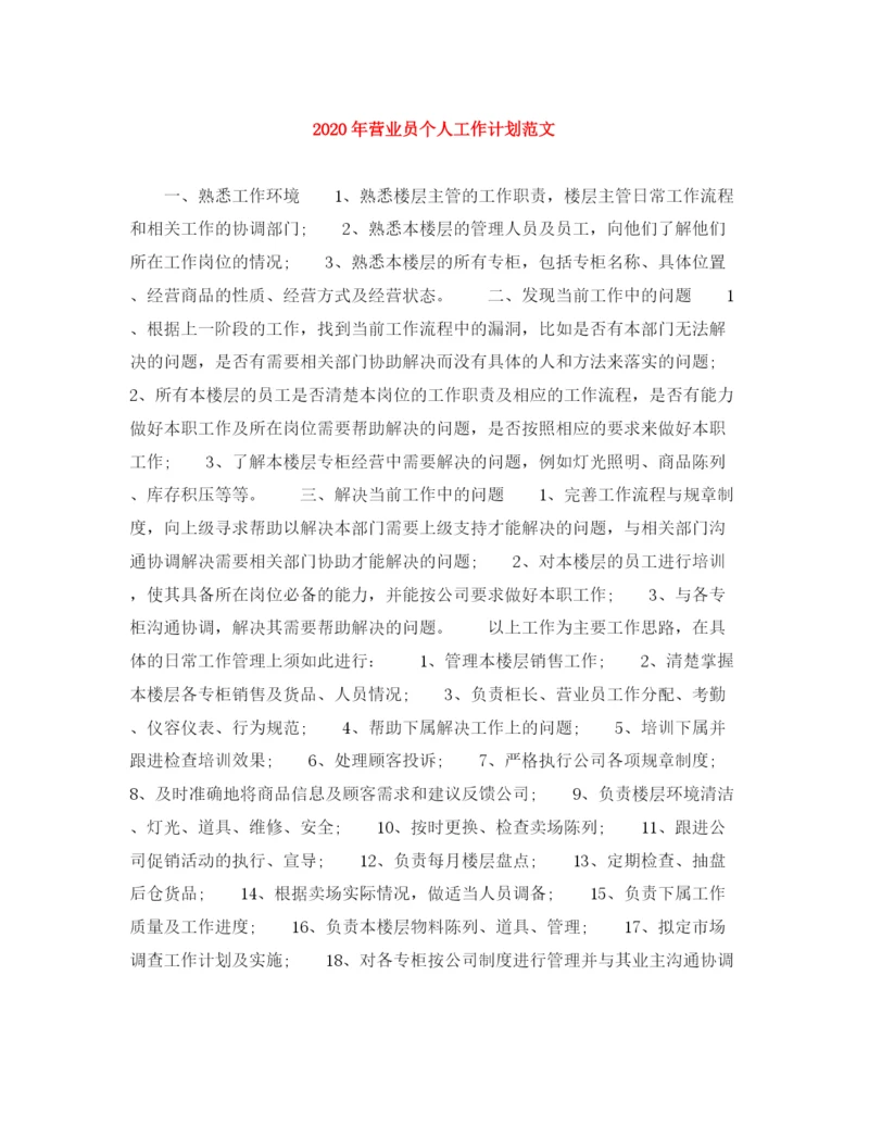 精编之年营业员个人工作计划范文.docx