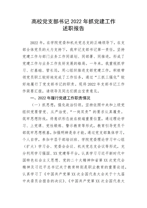 【述职报告】高校党支部书记2022年抓党建工作述职报告.docx