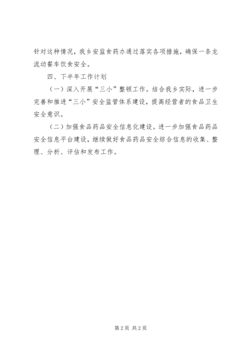乡食安办某年上半年工作总结_1.docx