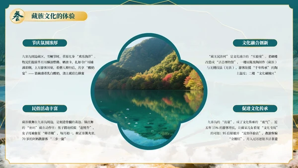 绿色古风四川九寨沟自然景观探秘PPT模板