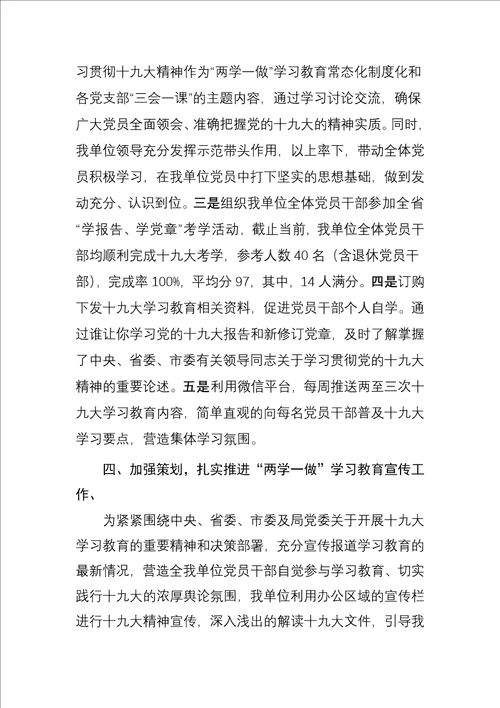 学习贯彻十九大精神情况汇报