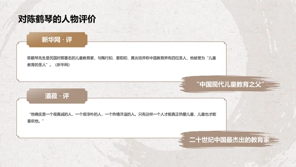 橙色复古风陈鹤琴——人物介绍PPT模板