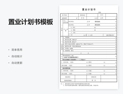置业计划书模板