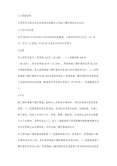 幽门螺杆菌与胃十二指肠溃疡的相关性分析.docx