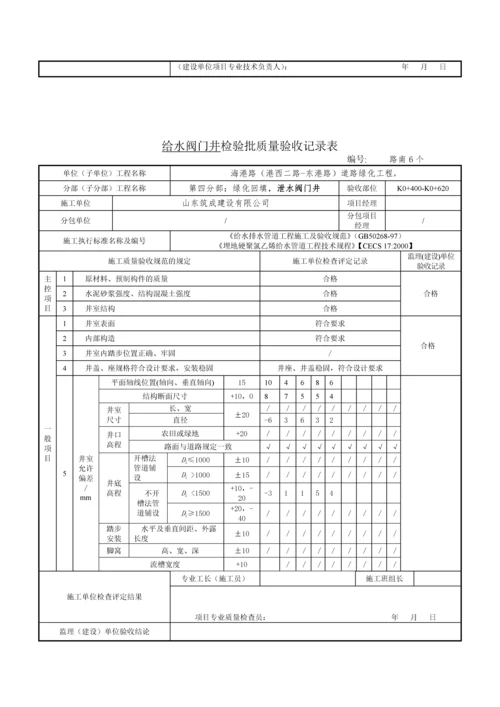 阀门井检验批质量验收记录表.docx