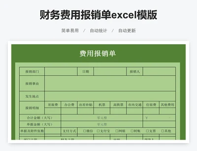 财务费用报销单excel模版