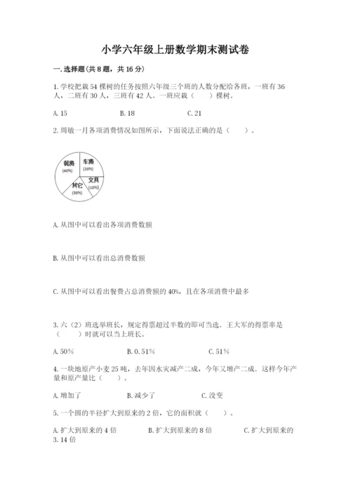 小学六年级上册数学期末测试卷附参考答案【名师推荐】.docx