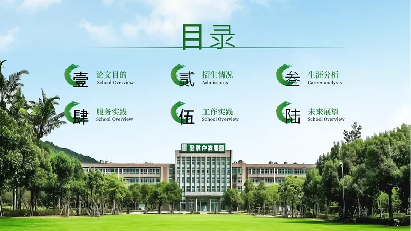 目录页-绿色学术风毕业答辩PPT单页