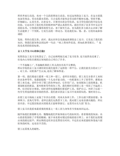 金工大学实习心得体会篇